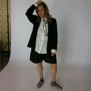 Dressed In LALA Black Vegan Leather Shorts